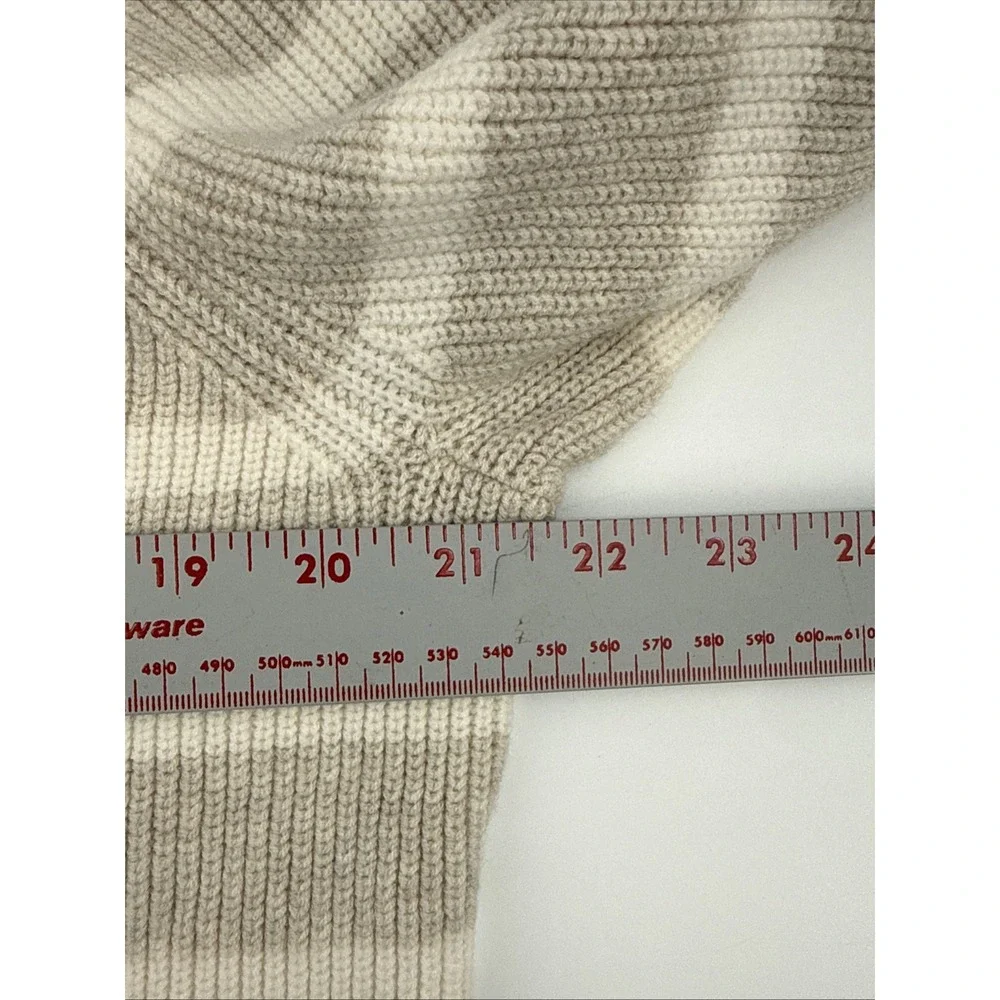 Loft Striped Shoulder Button Wedge Sweater Soft Sandstone‎ Women's L